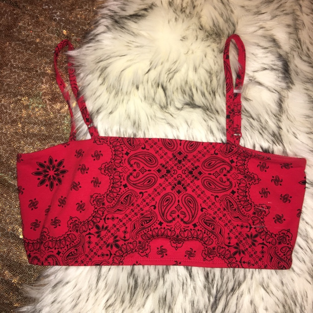 🌊 Forever21 Red Bandana Print Crop Top Bralette